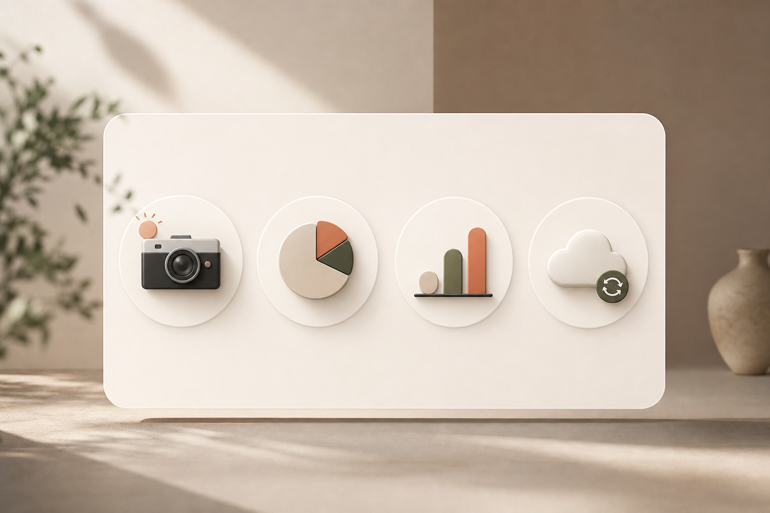 summary infographic: “15-second habit” with icons for camera, macros, goal prediction, offline sync