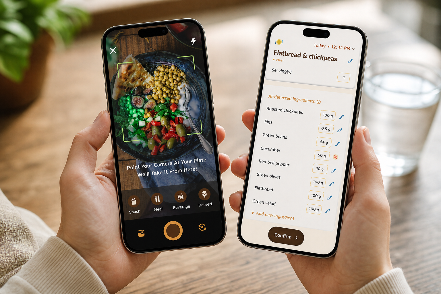 gamified calorie tracking with virtual pet dashboard showing pet growth, daily calorie target, macros, and step count