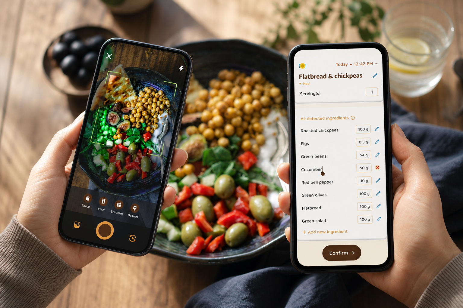 instant meal feedback UI mock