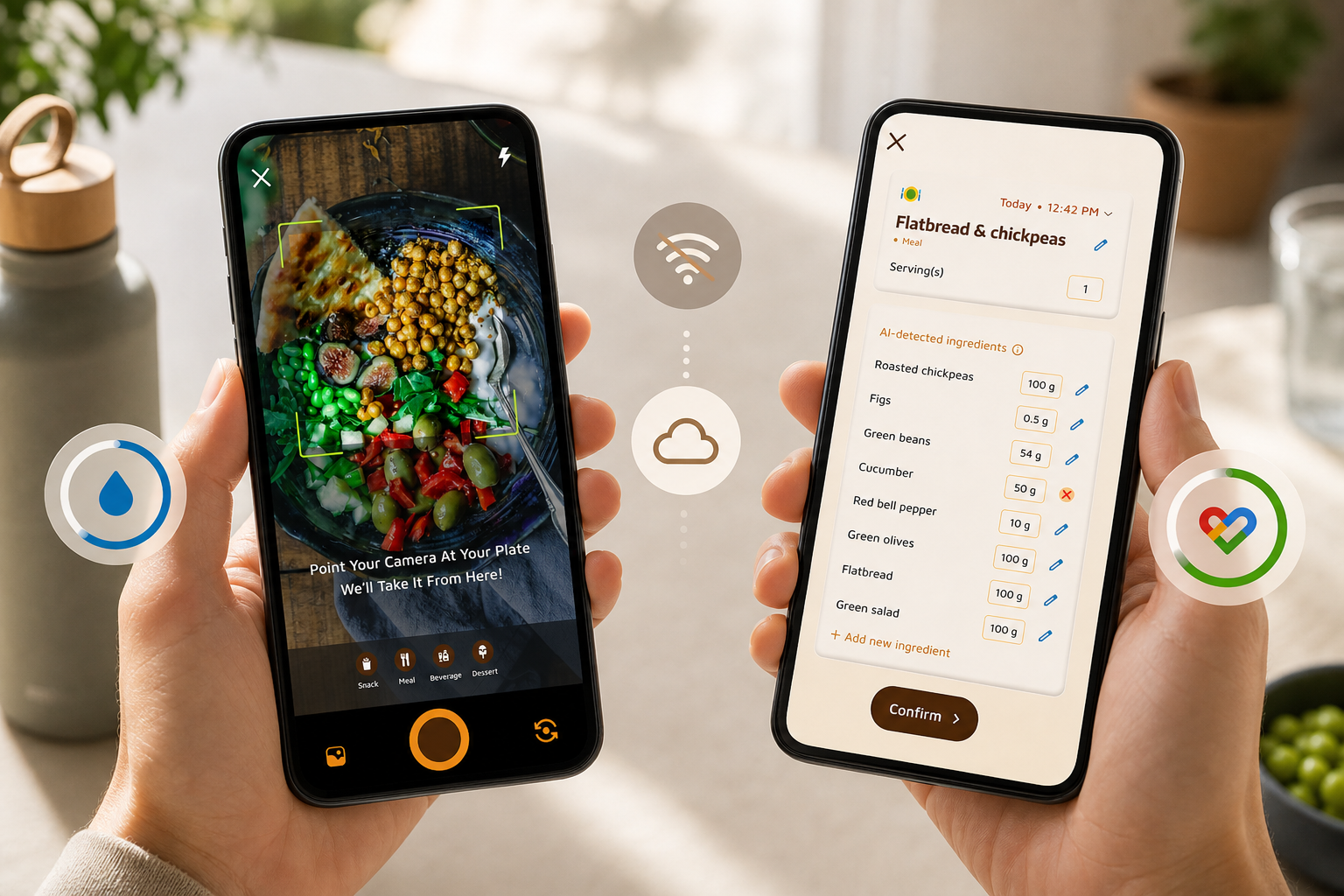 photo-based macro tracking with offline sync visualization
