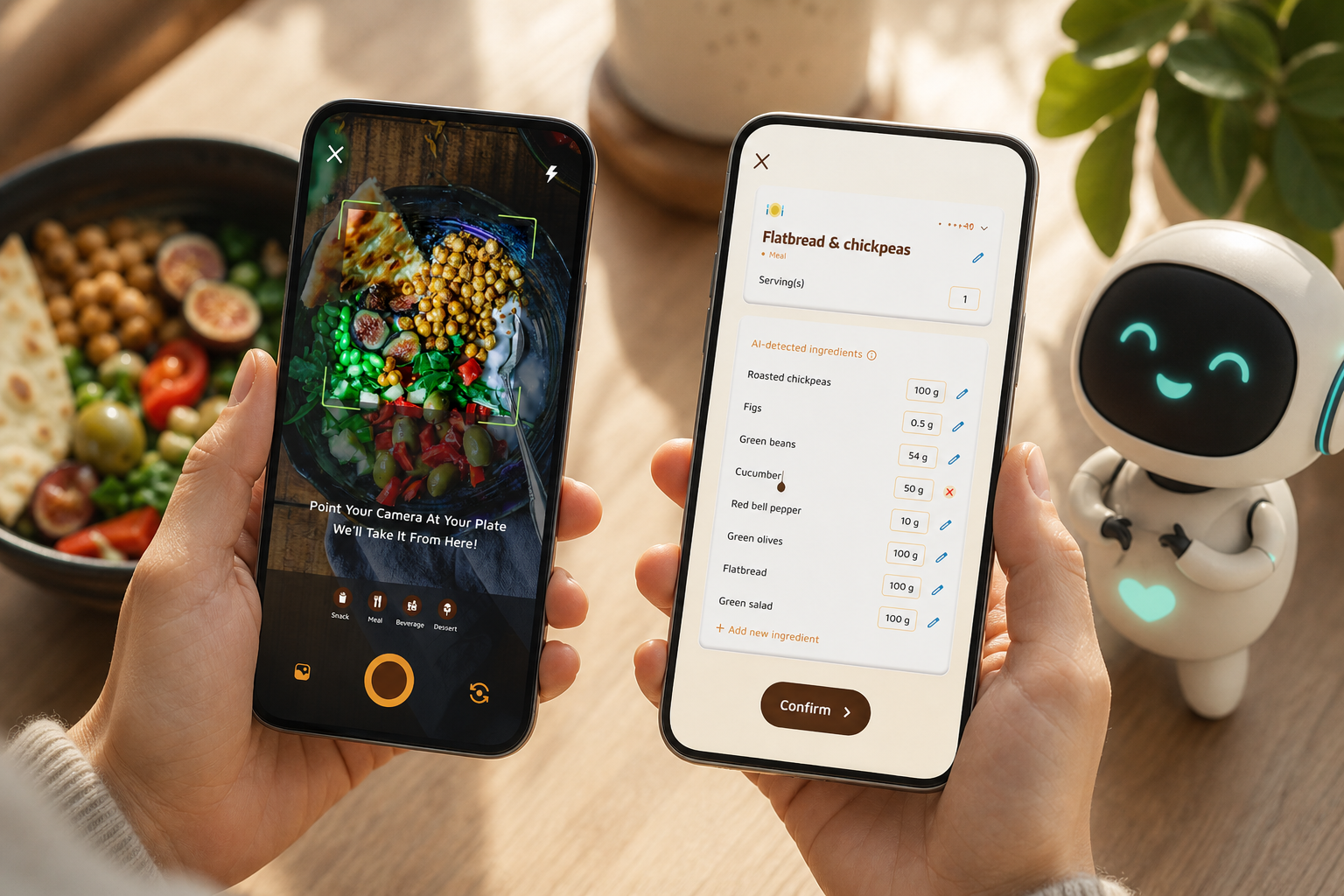 Calorie Tracker Buddy photo logging flow
