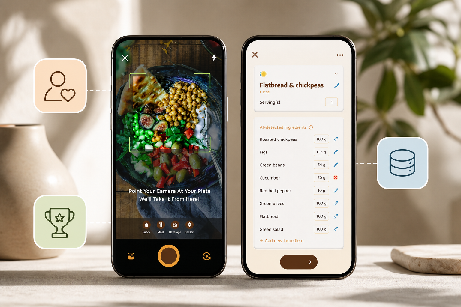 guided calorie tracker with challenges comparison hero